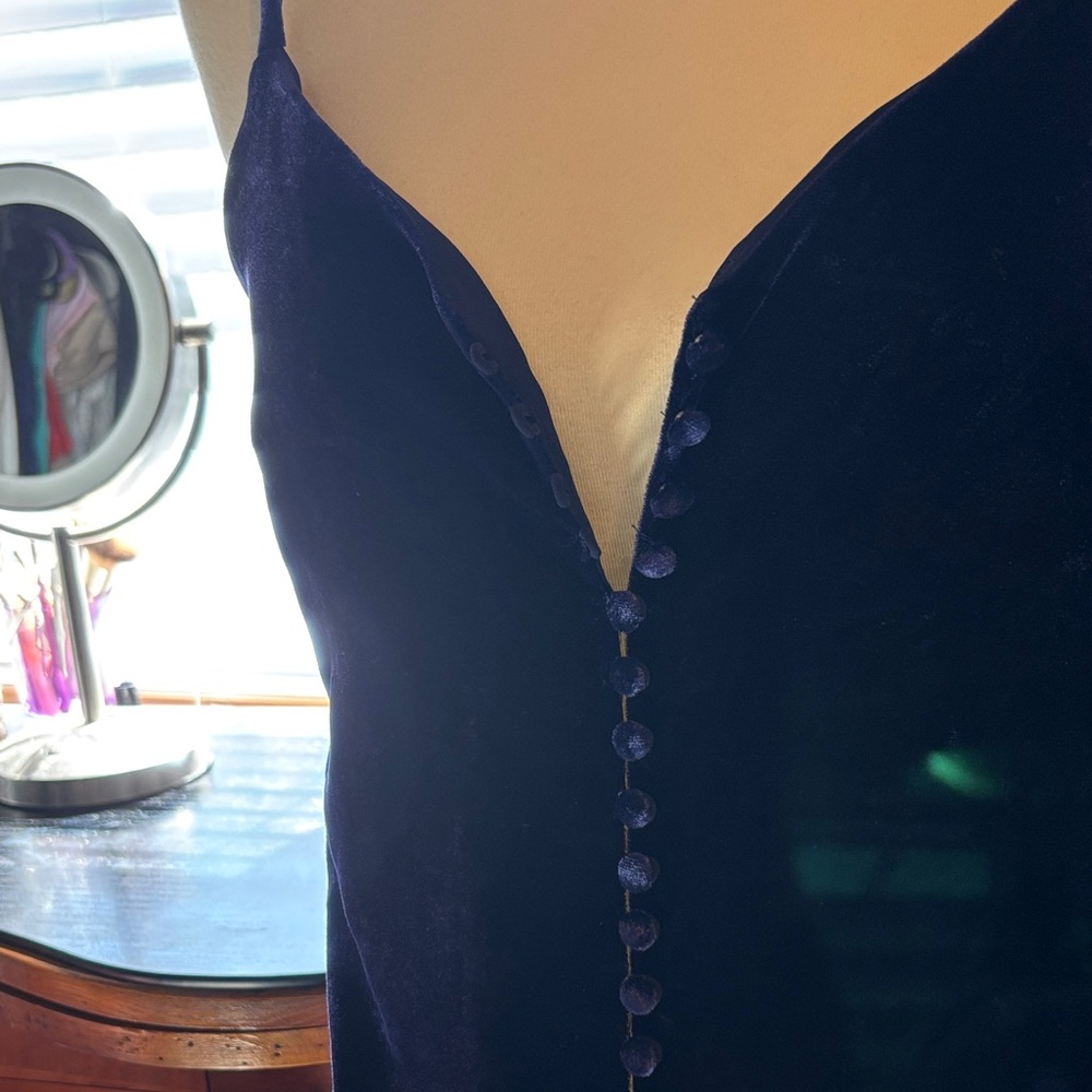 Madewell Gorgeous Navy Blue Velvet Button-down Camisole - Picture 2 of 5